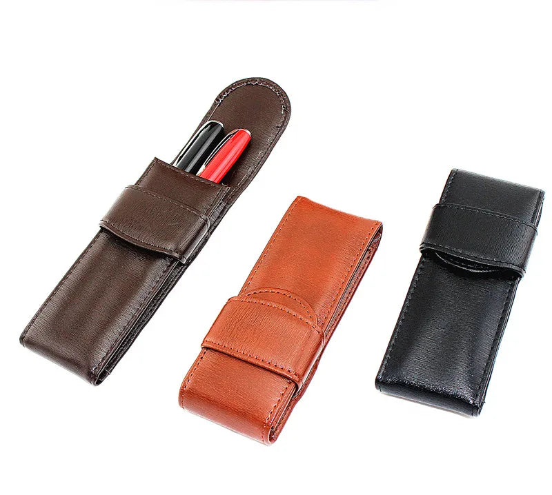 Leather Fountain Pen Case Cowhide Pouch
