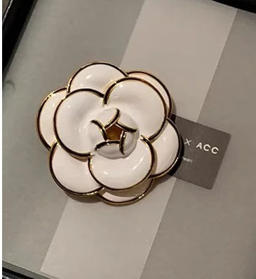 French Retro 3D Camellia Flower Brooch