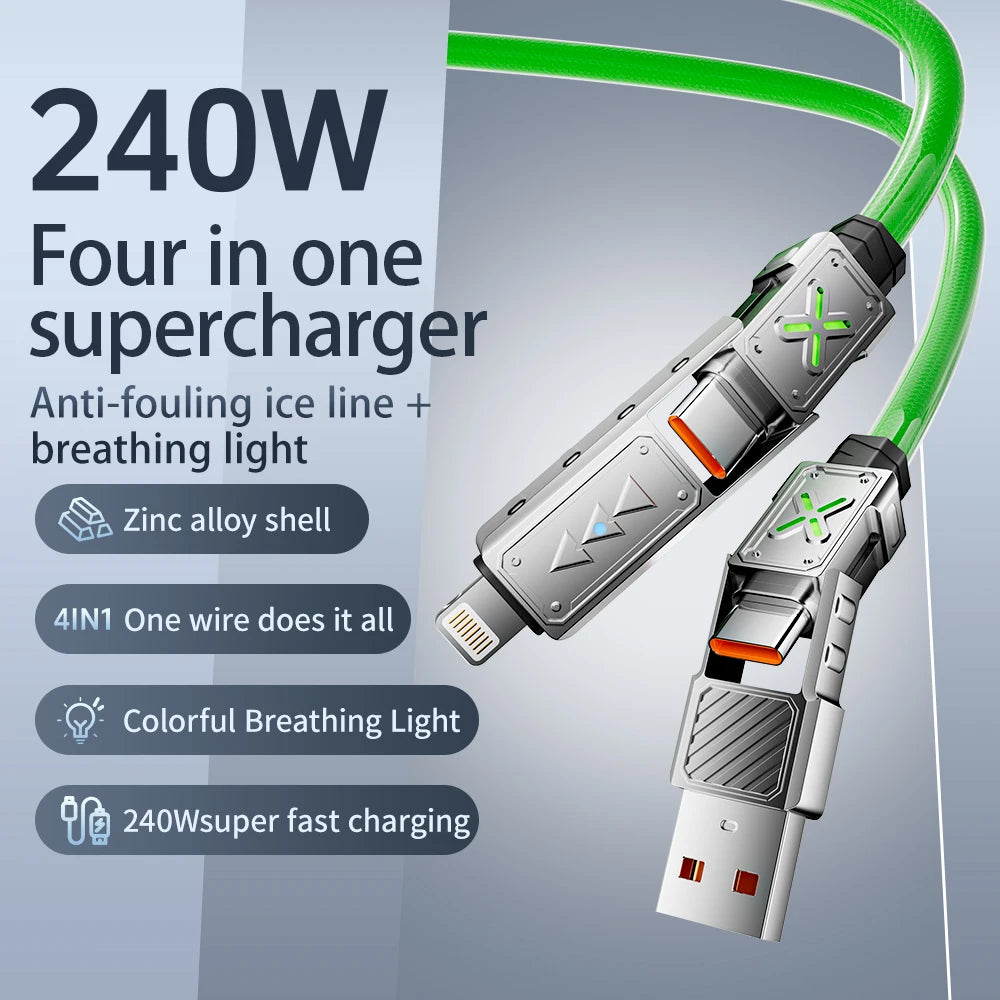 240W 4-in-1 USB-C Fast Charging Cable