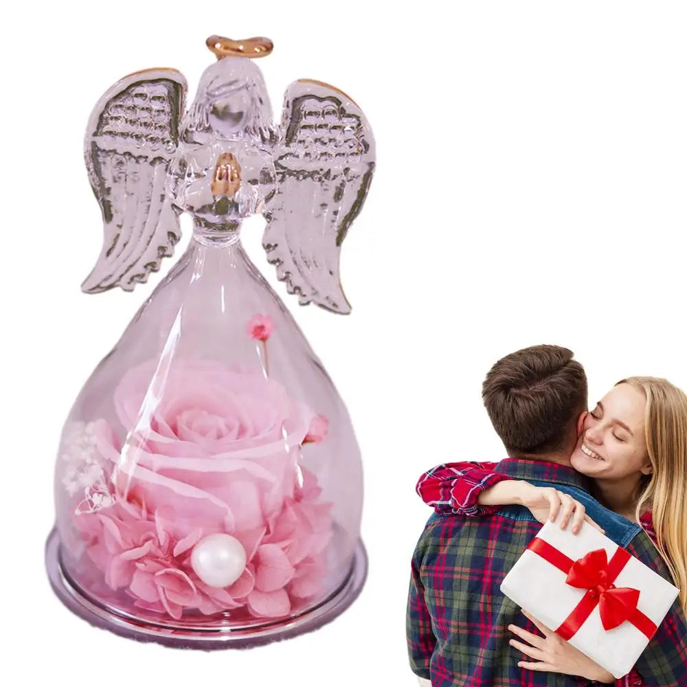 Angel Rose Eternal Flower Glass Decor Gift