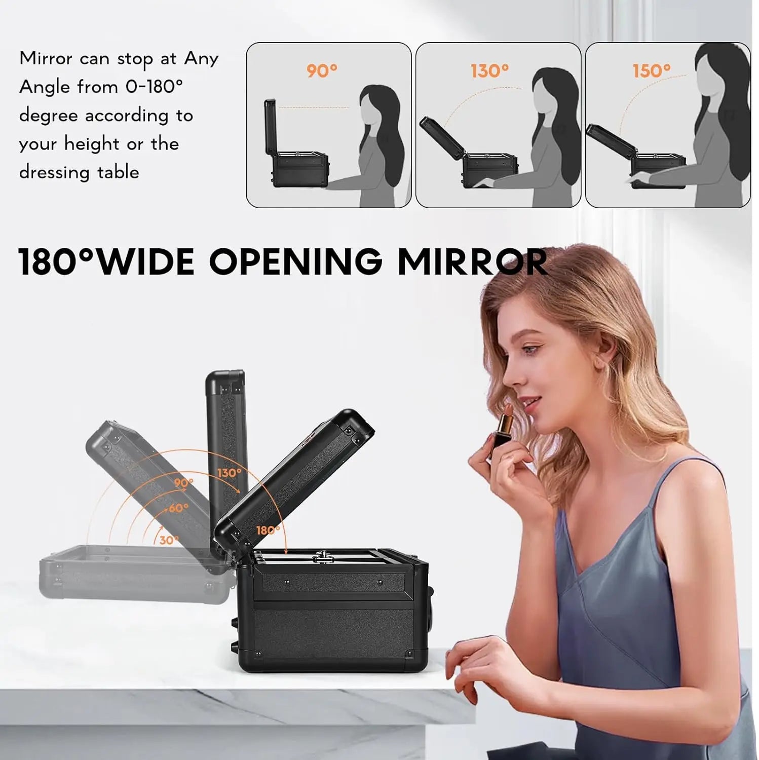 Makeup Case with LED Mirror Organizer