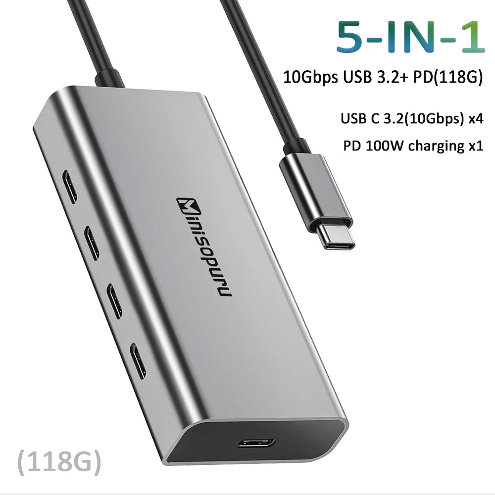 Minisopuru 4-Port USB C Hub 10Gbps