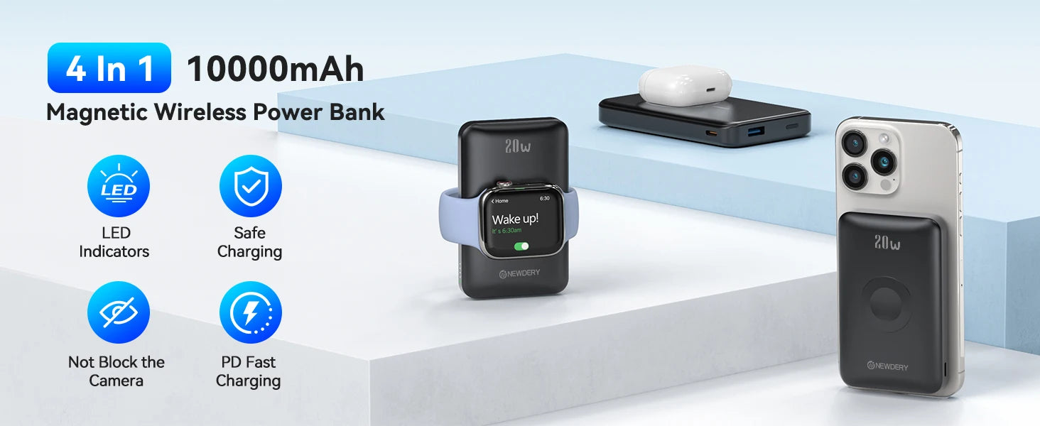 NEWDERY 10000 mAh magnetische Powerbank