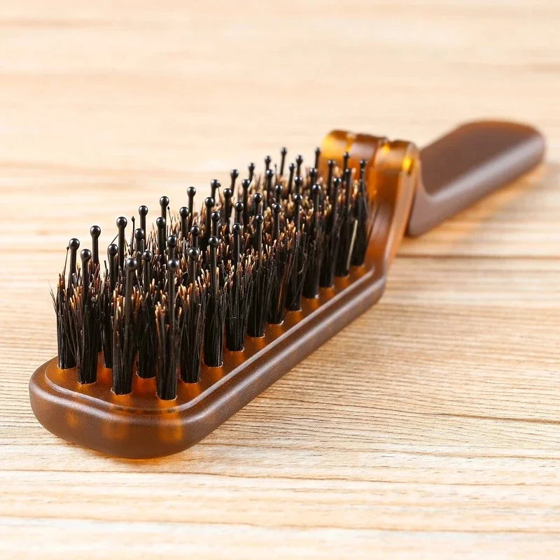 Foldable Boar Bristle Hair Brush Comb