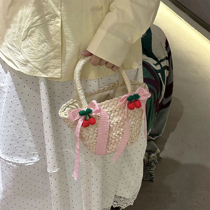 Straw Slouchy Tote Crossbody Handbag