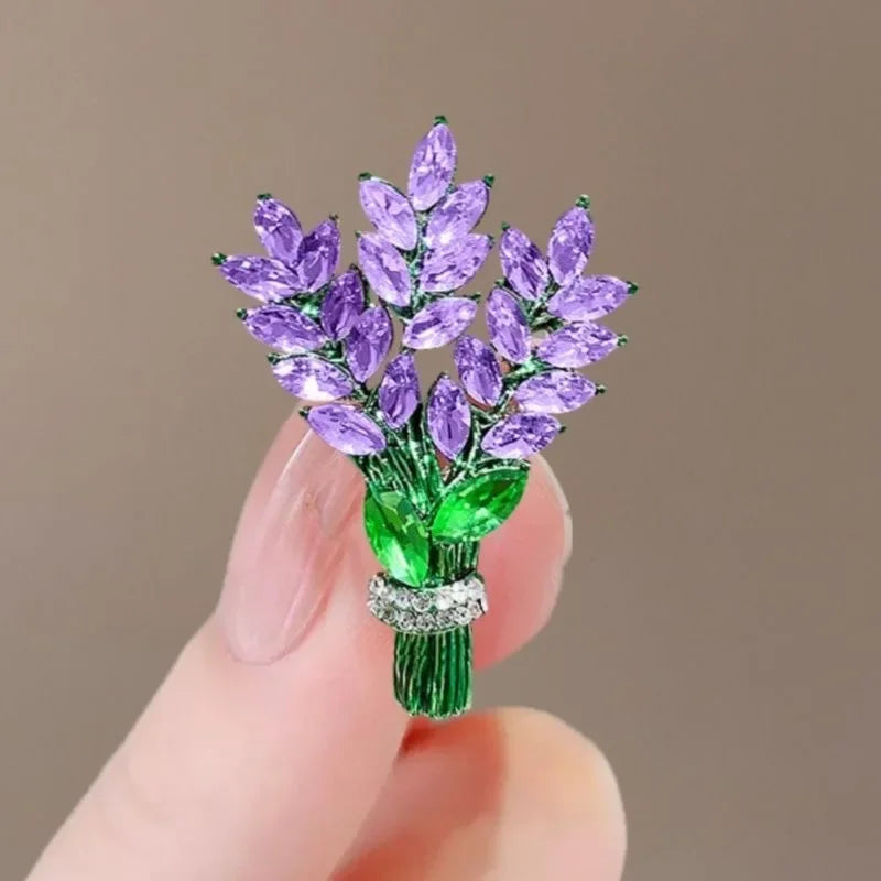 Exquisite Purple Lavender Crystal Brooch