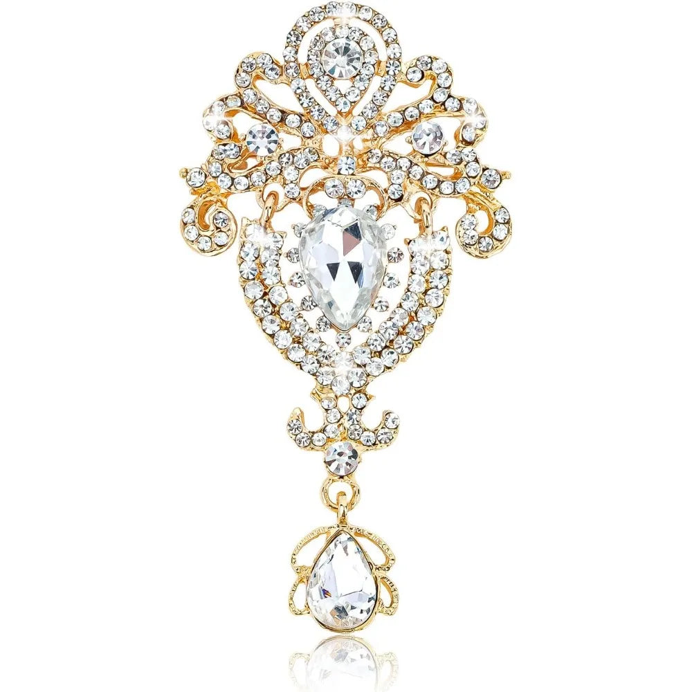 Vintage Rhinestone Flower Brooch Pin