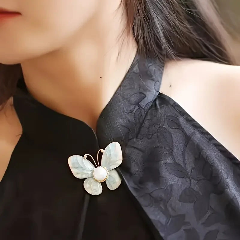 Light Blue Enamel Butterfly Brooch
