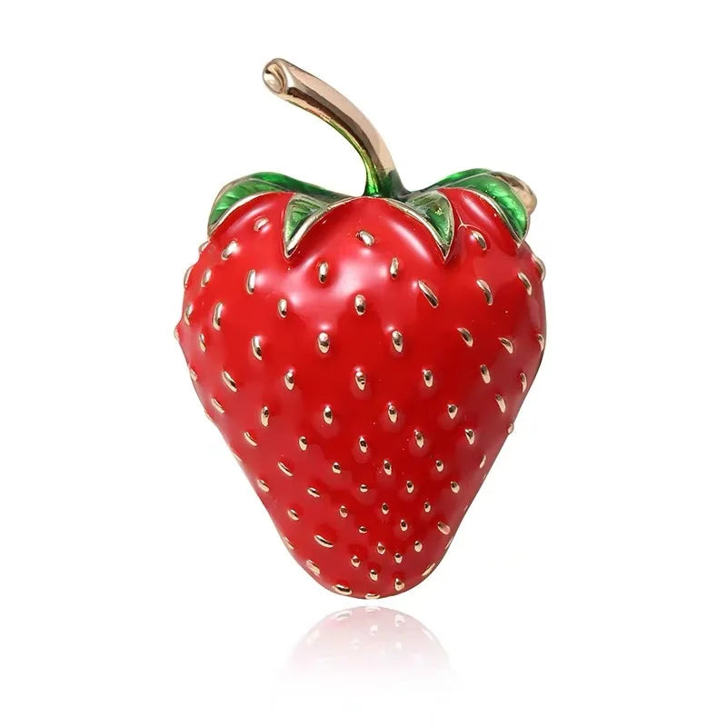 Sweet Strawberry Alloy Fruit Brooch
