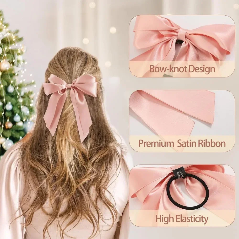 6PCS Satin Ribbon Bow Hair Ties Set