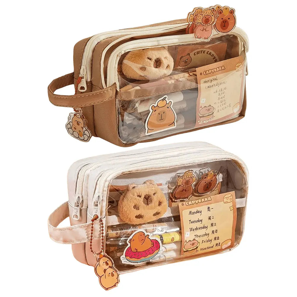 Capybara Kawaii Clear Pencil Case