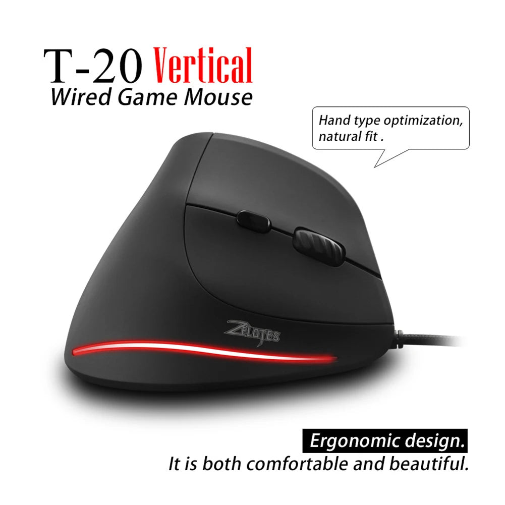 ZELOTES T20 Vertical Gaming Mouse 3200DPI