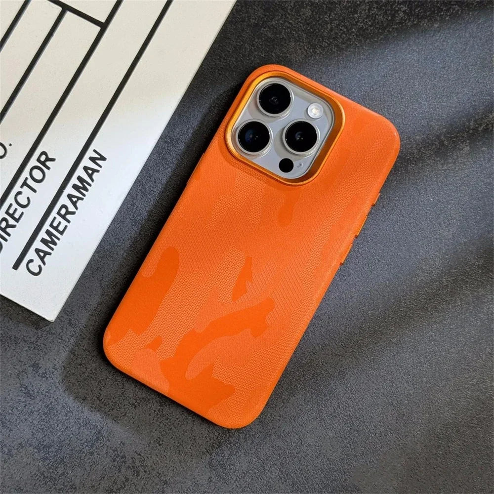 Luxury Camo Leather Magnetic Phone Case