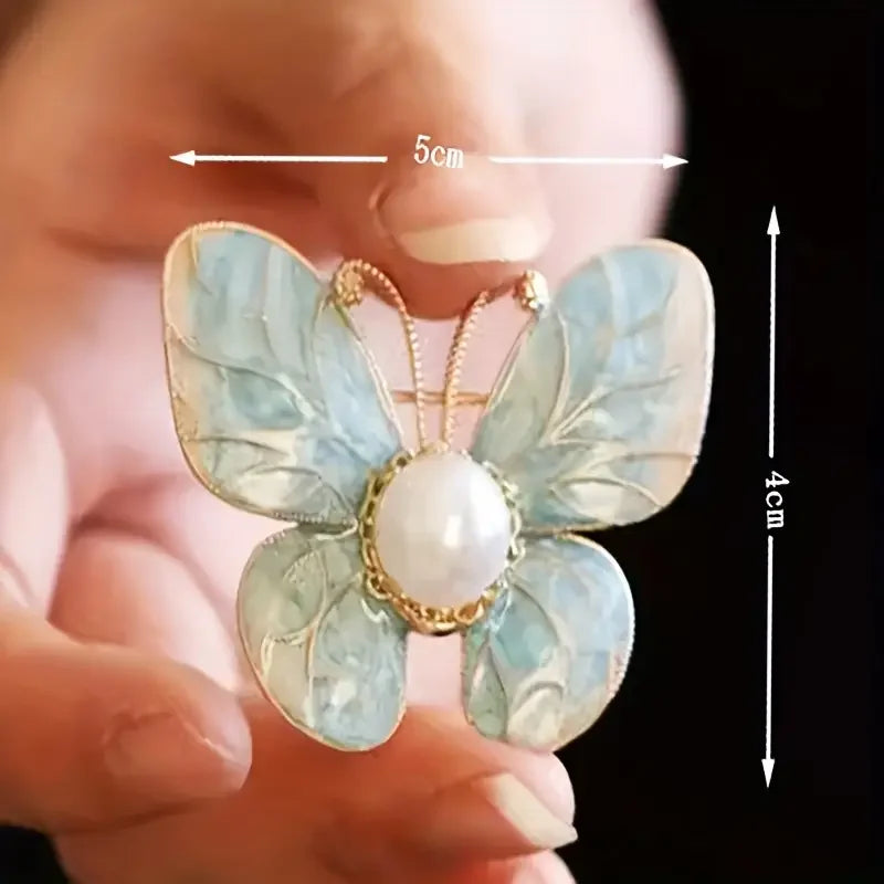 Light Blue Enamel Butterfly Brooch