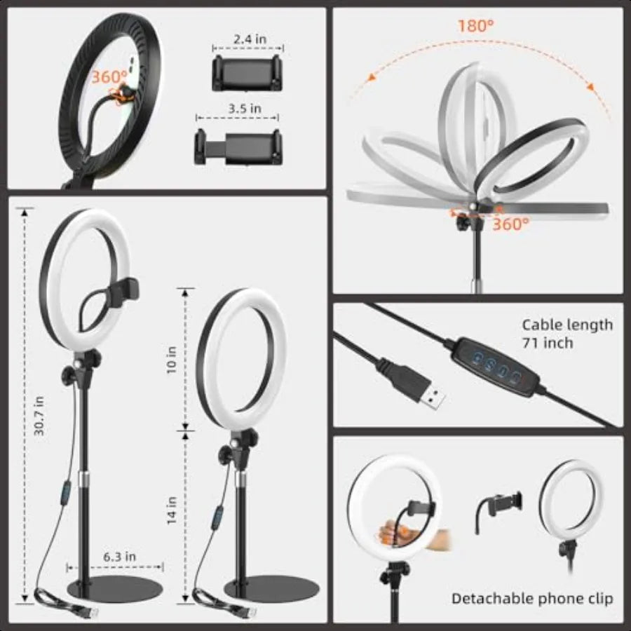 Evershop Desk Ring Light with Phone Holder