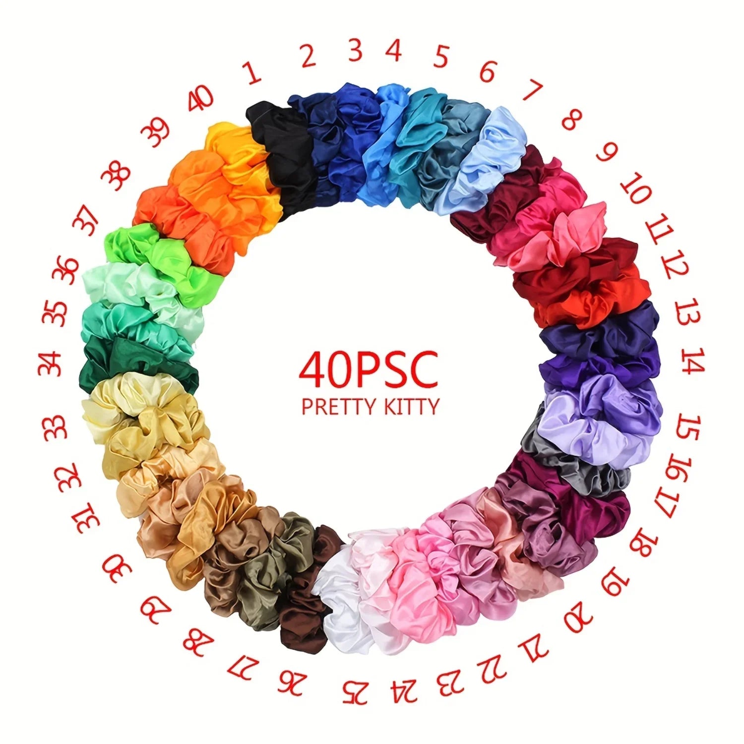40PCS Imitation Silk Hair Scrunchies Set