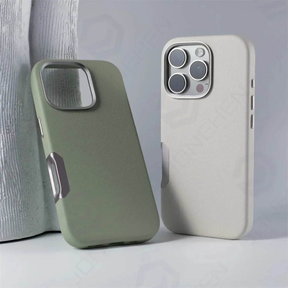 MagSafe Leather Alloy Camera iPhone Case