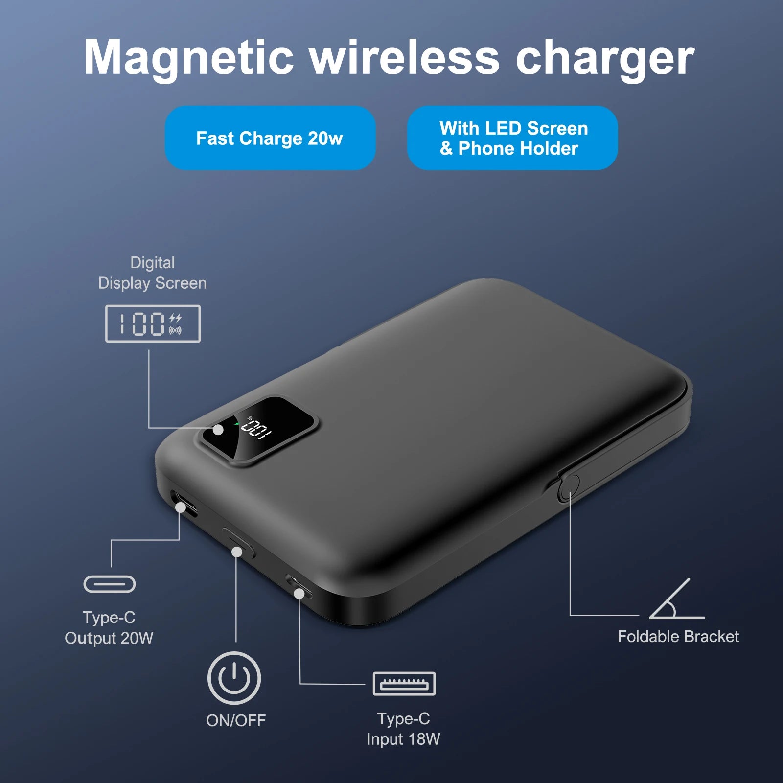 Magnetic 10000mAh Wireless Power Bank