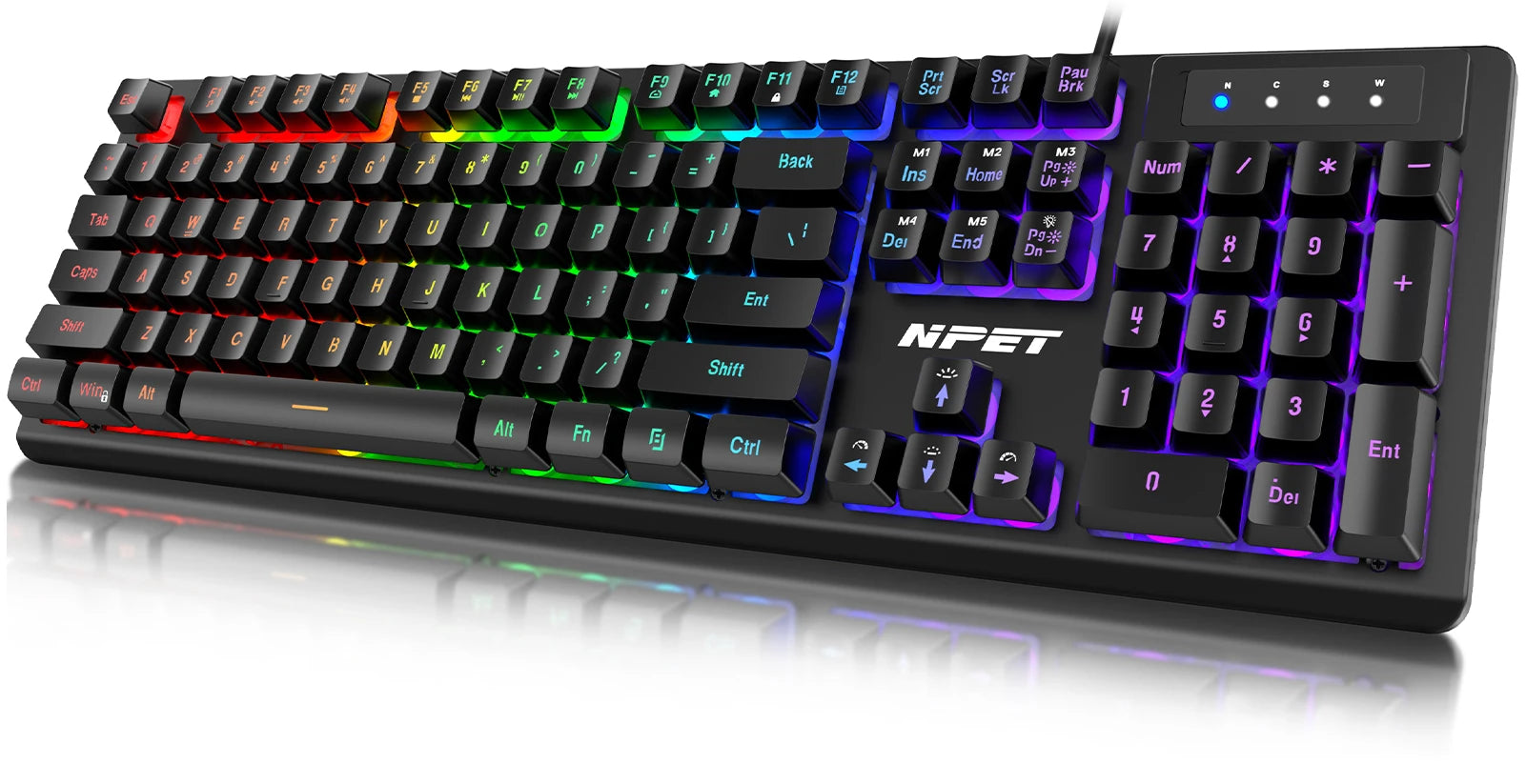 NPET K10V3 RGB Kabelgebundene Gaming-Tastatur