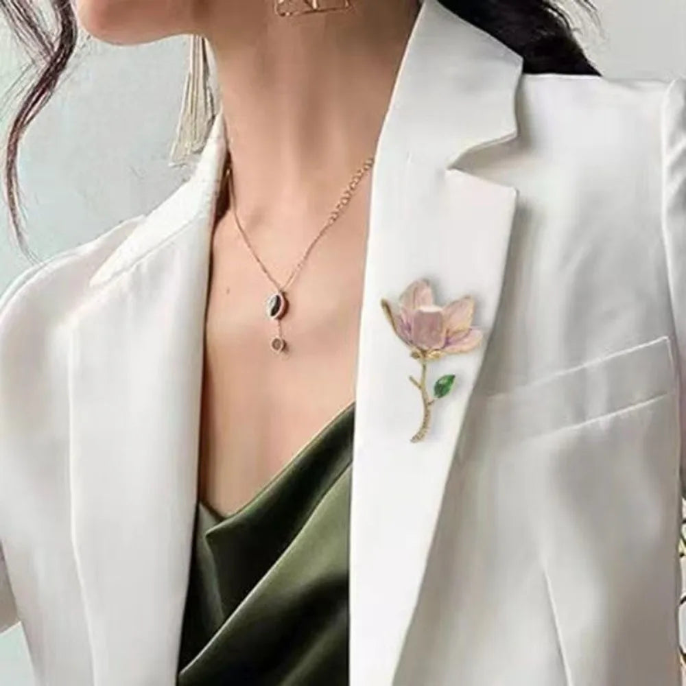 Handmade Gold Rose Brooch with Pearls