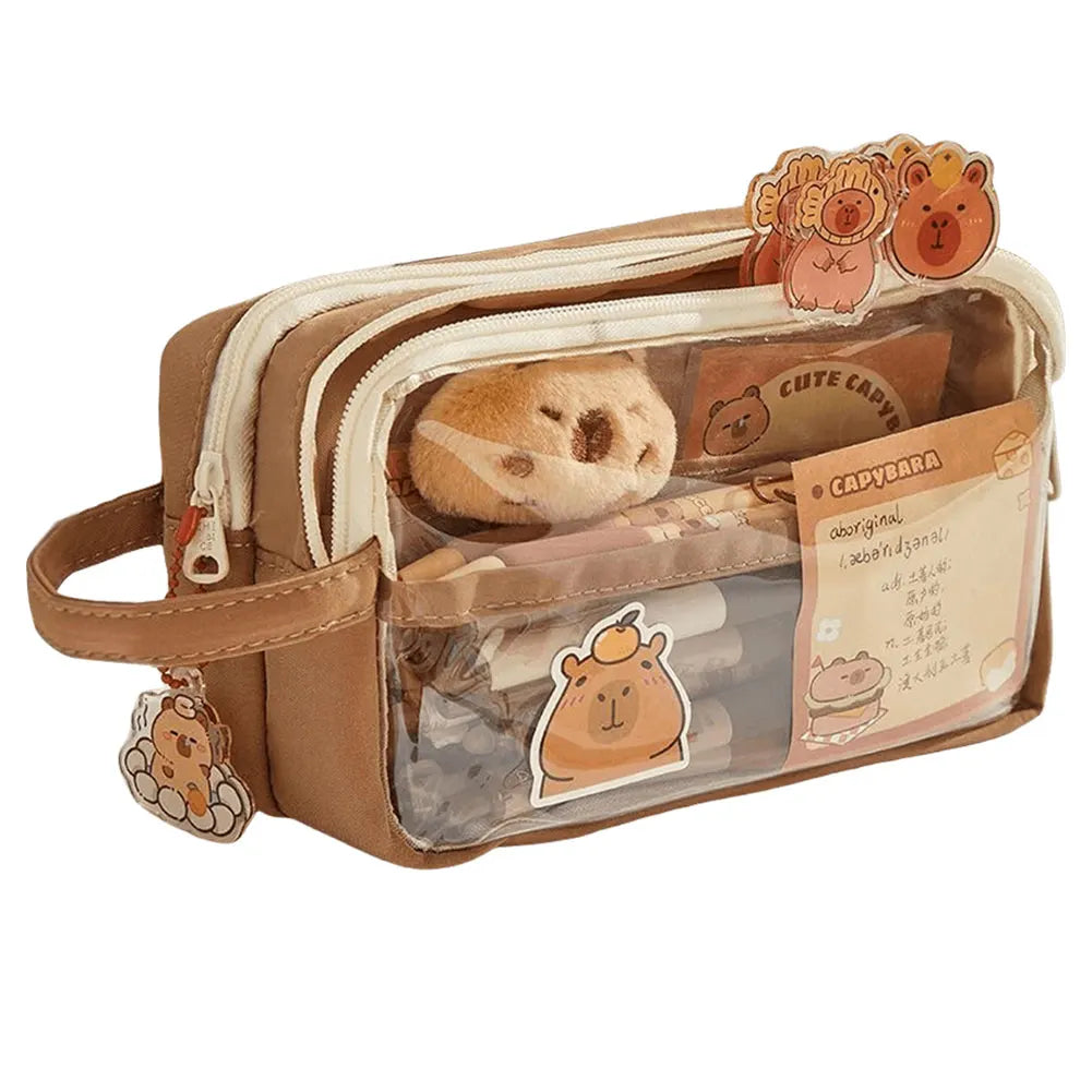 Capybara Kawaii Clear Pencil Case