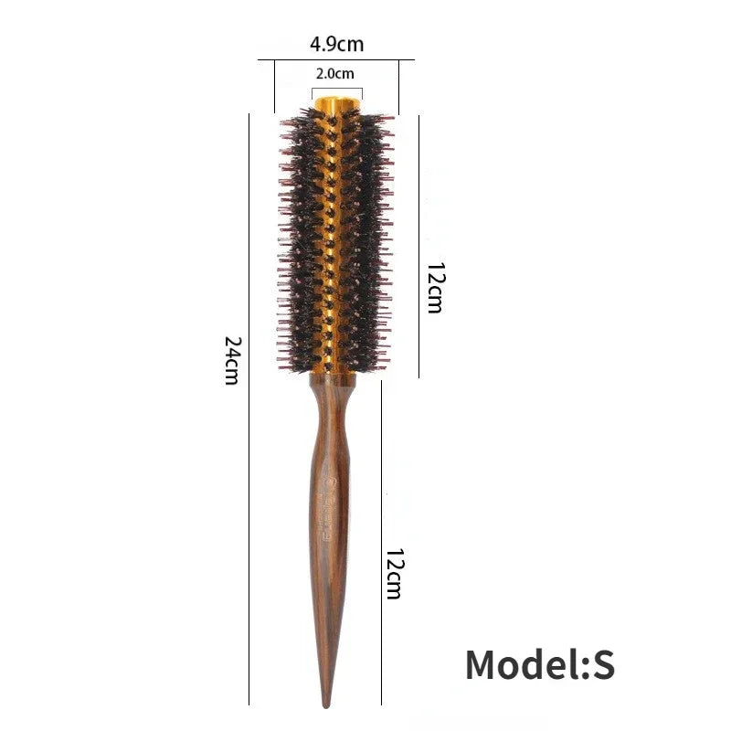 Boar Bristle Round Wooden Hair Brush