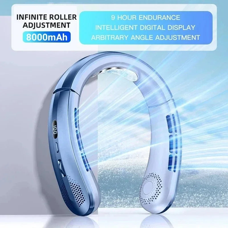 8000mAh USB Hanging Neck Fan LED