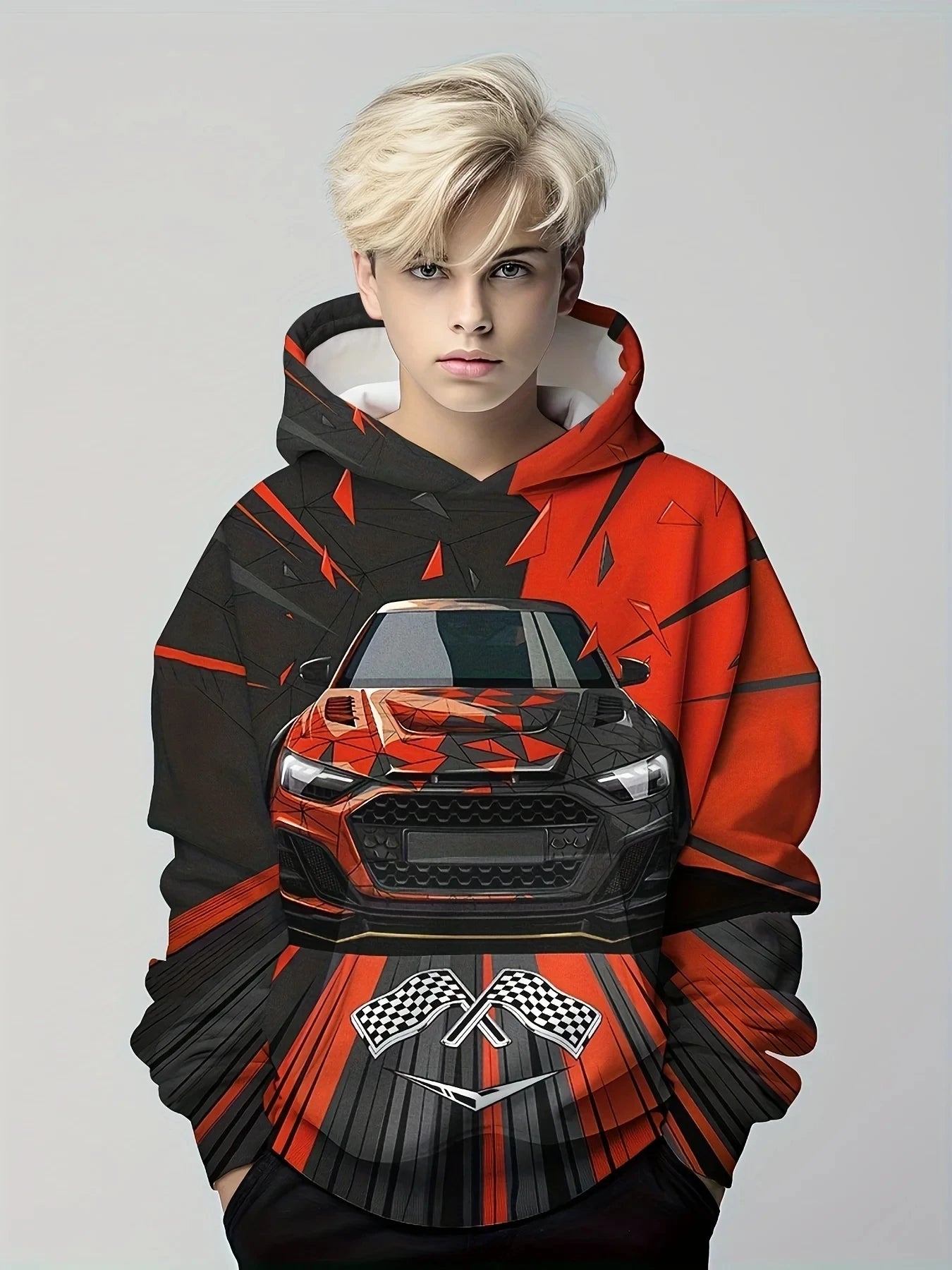 3D Truck Print Kids Oversized Hoodie