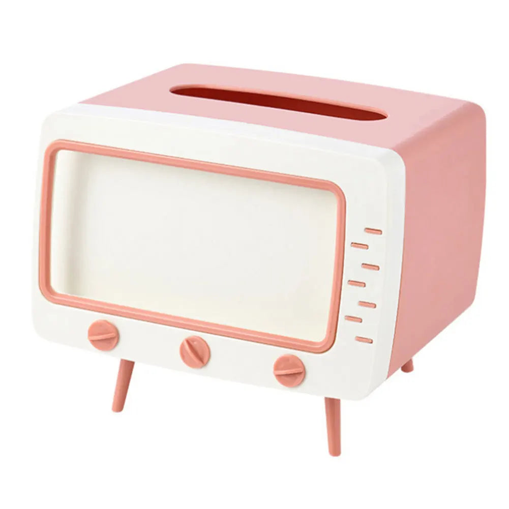 TV Tissue Box with Phone Stand Slot