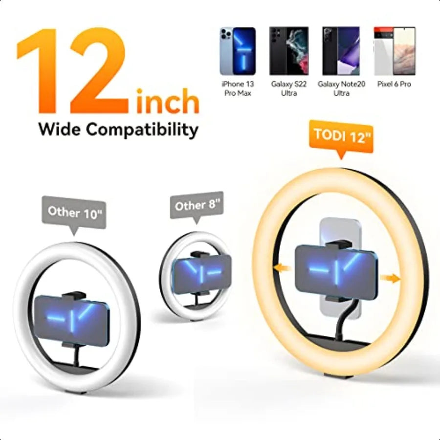 TODI 12" Ringlicht mit Stativ und Fernbedienung