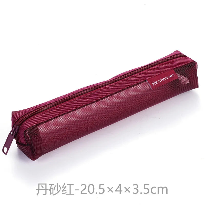 Mesh Transparent Zipper Pencil Case