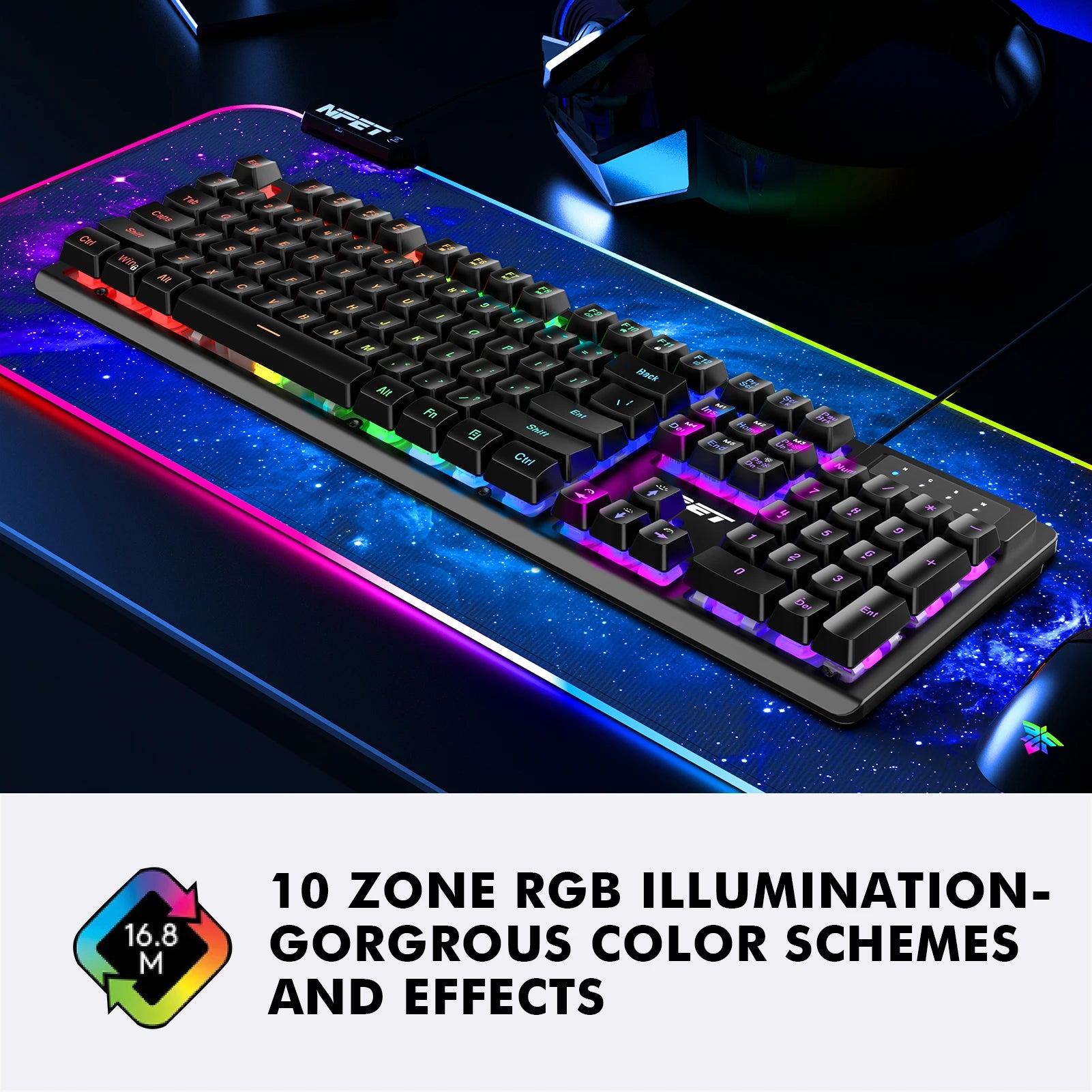 NPET K10V3 RGB Kabelgebundene Gaming-Tastatur