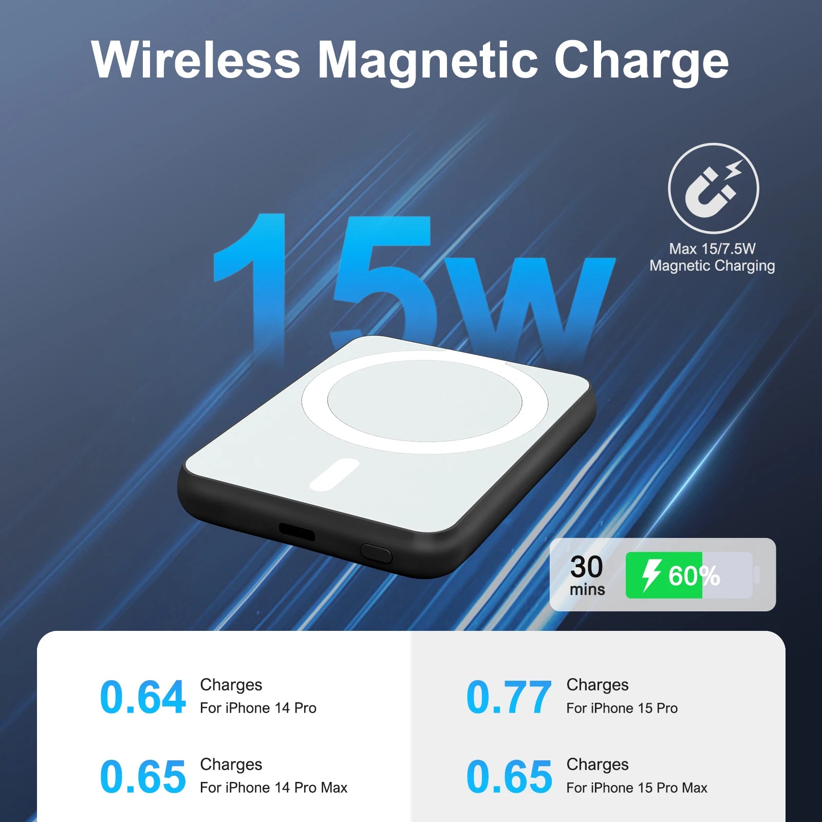 Magnetische kabellose 5000-mAh-Powerbank