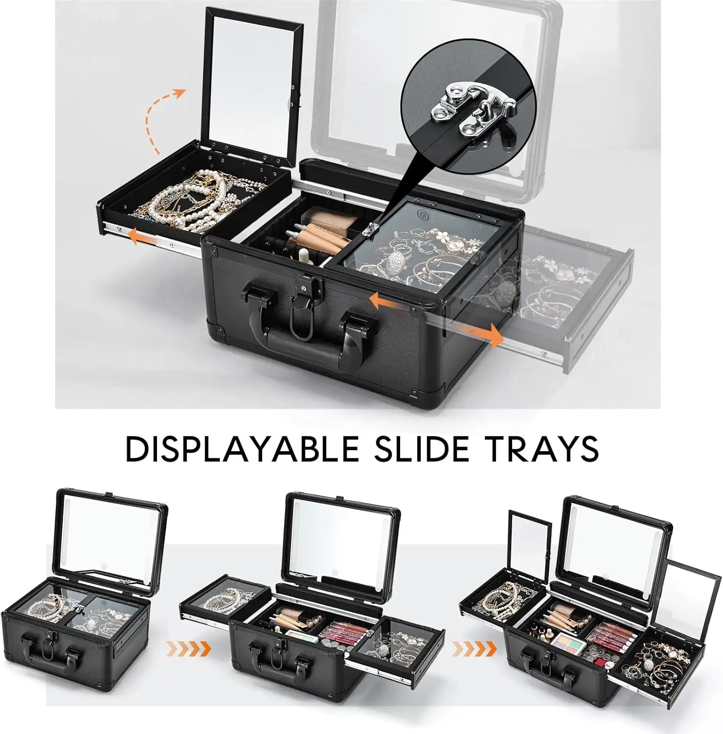 Makeup Case with LED Mirror Organizer
