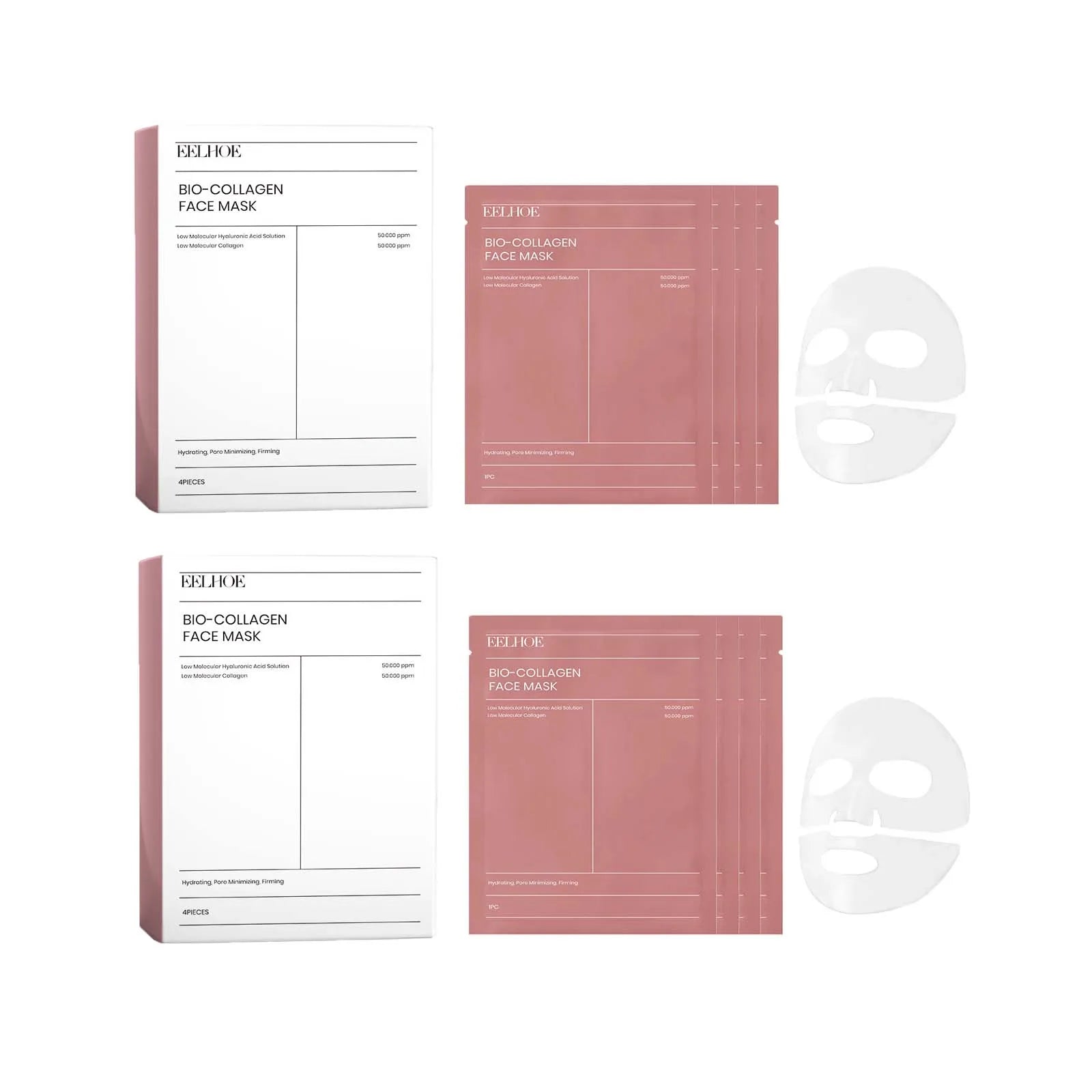 Feuchtigkeitsspendendes Gesichtsmaskenset mit Bio-Kollagen