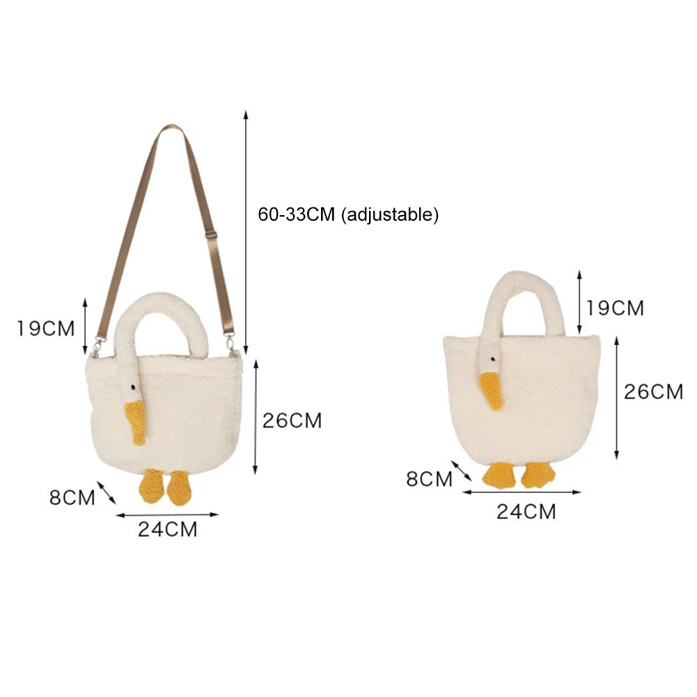 Cartoon Goose Plush Tote Handbag