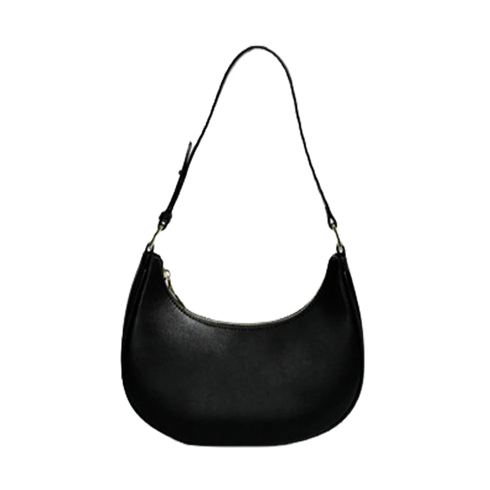 PU Leather Half Moon Hobo Underarm Bag
