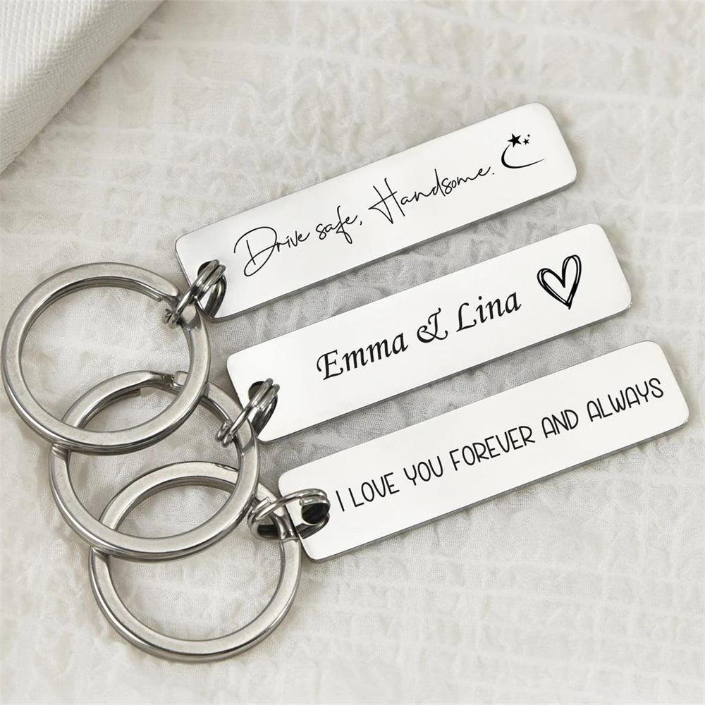 Custom Engraved Stainless Bar Keychain