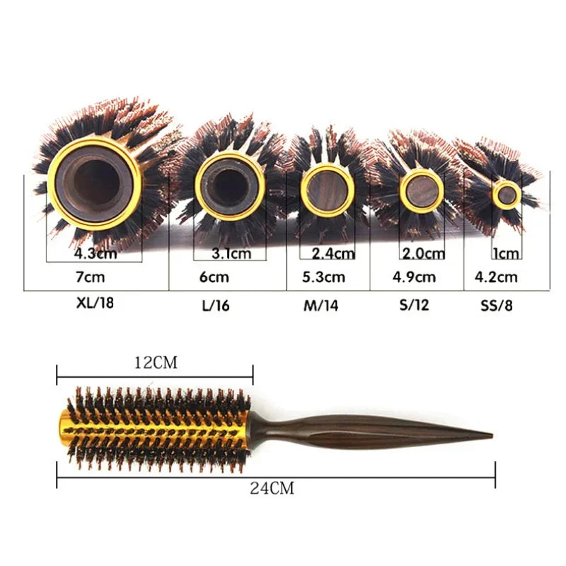 Boar Bristle Round Wooden Hair Brush