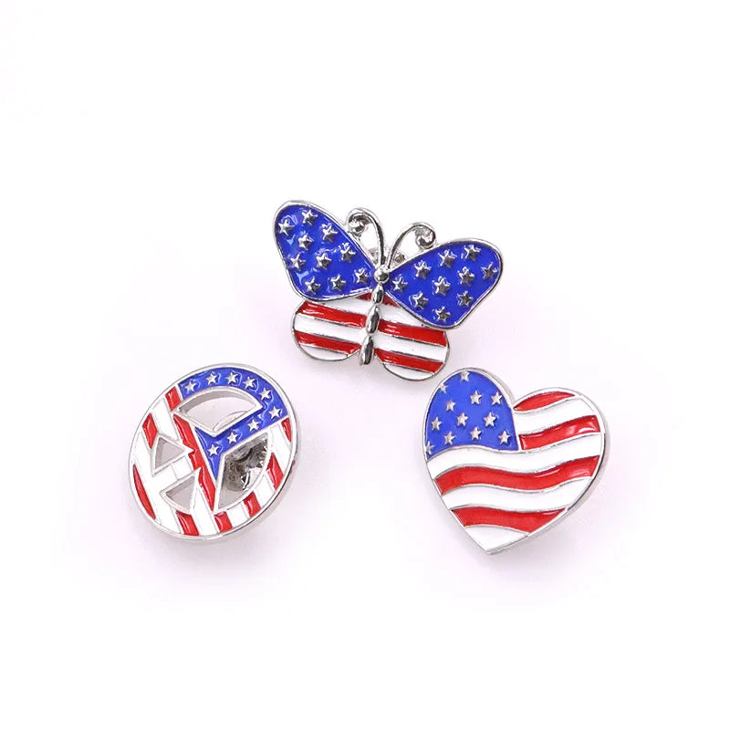 American Flag Rhinestone Brooch Pin