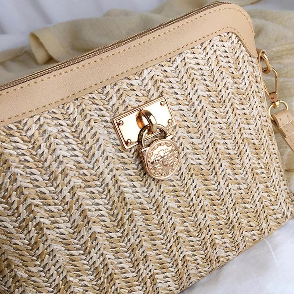 Straw Woven Crossbody Summer Travel Bag