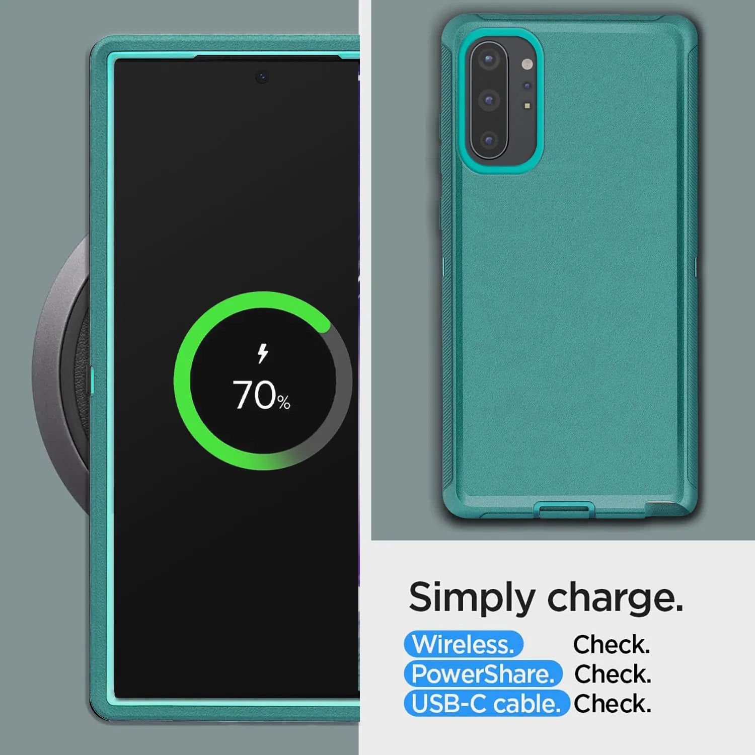 Green Galaxy Note10+ Rugged 3-in-1 Case