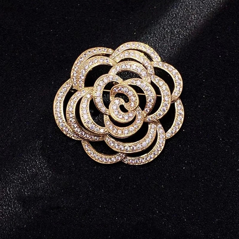 Vintage Rose Floral Alloy Lapel Pin