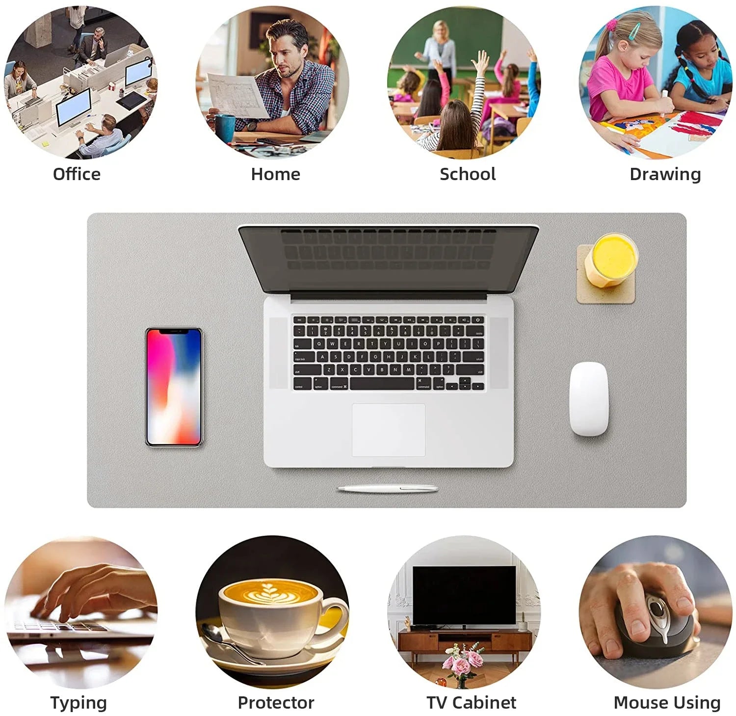 Large PU Leather Waterproof Desk Mat