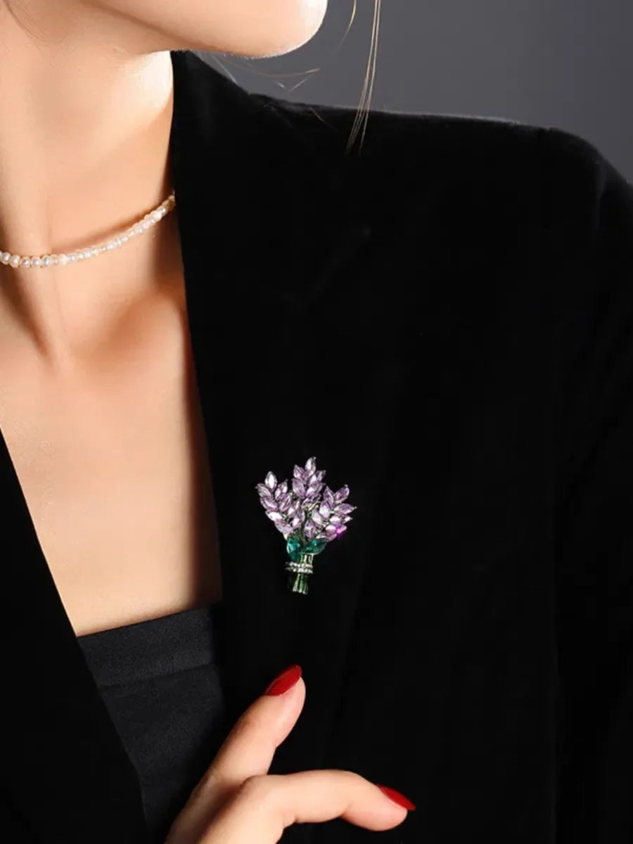 Exquisite Purple Lavender Crystal Brooch