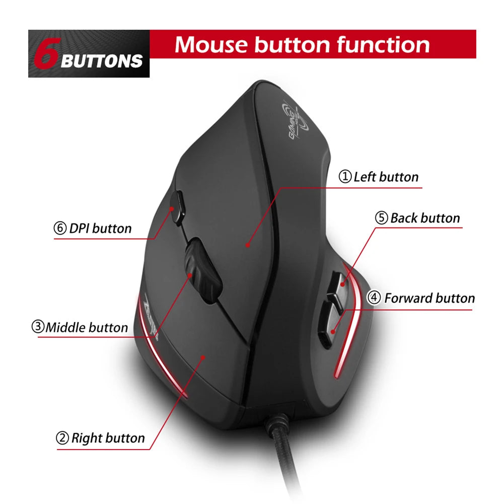ZELOTES T20 Vertical Gaming Mouse 3200DPI