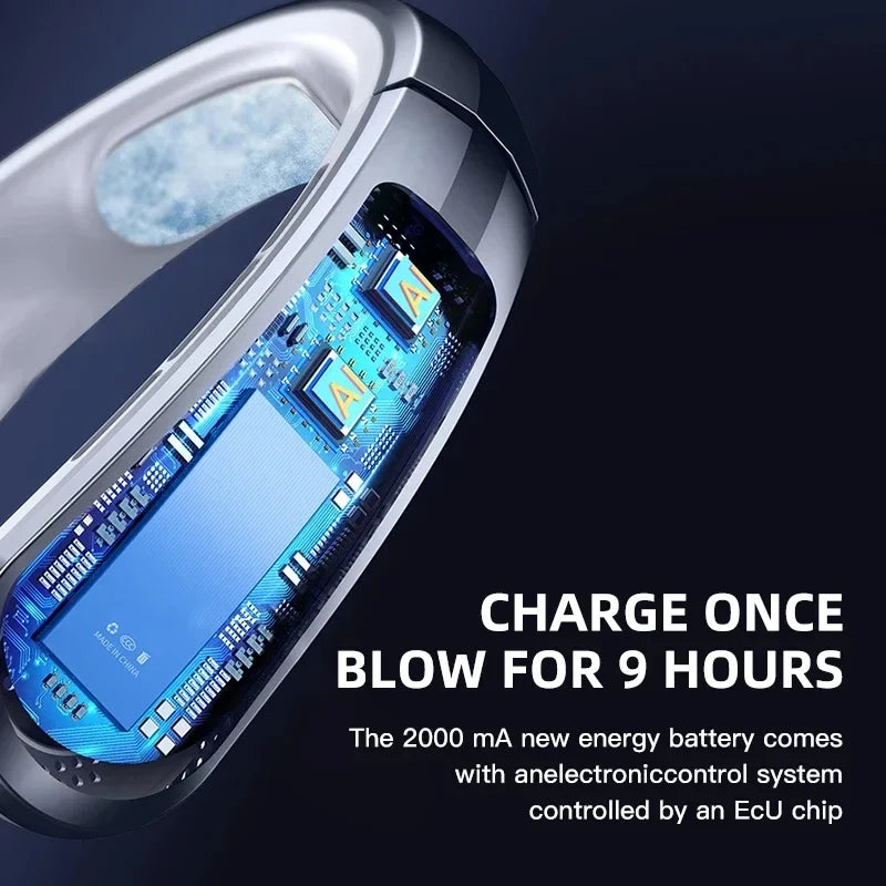 8000mAh USB Hanging Neck Fan LED