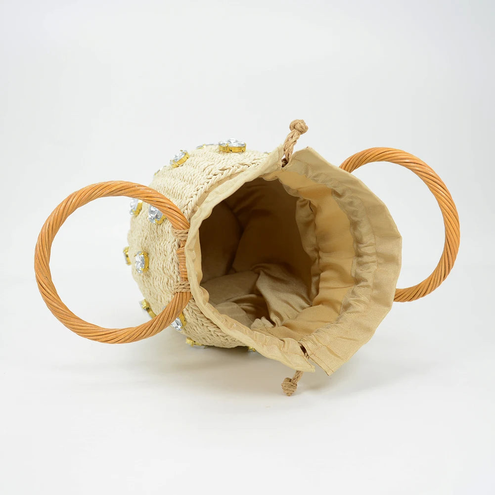 Women’s Rhinestone Woven Tote Bag