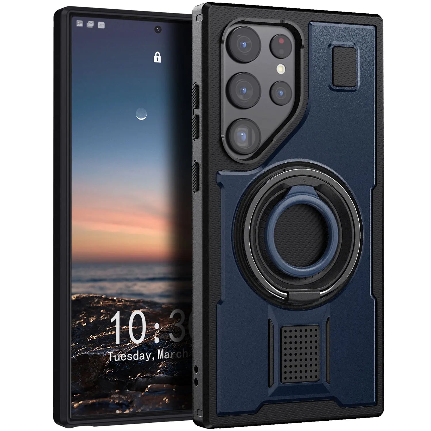 Galaxy S22 Ultra Case – Blue Kickstand Rugged