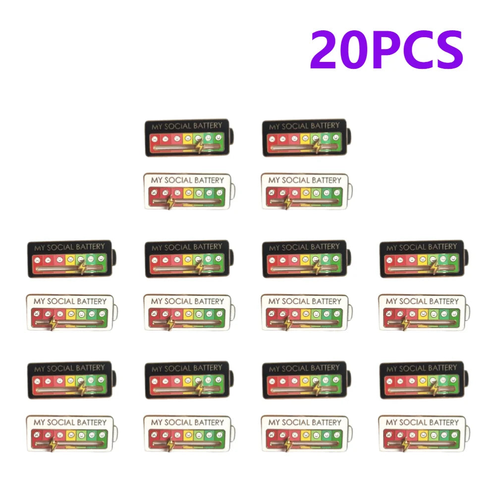 Enamel Mood Battery Brooch Pin Set